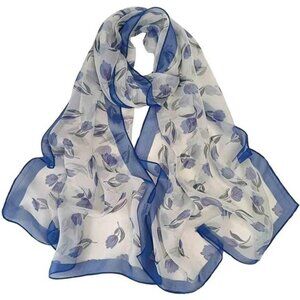 Scarf for Women Lightweight Scarves Elegant Floral Pattern Sheer